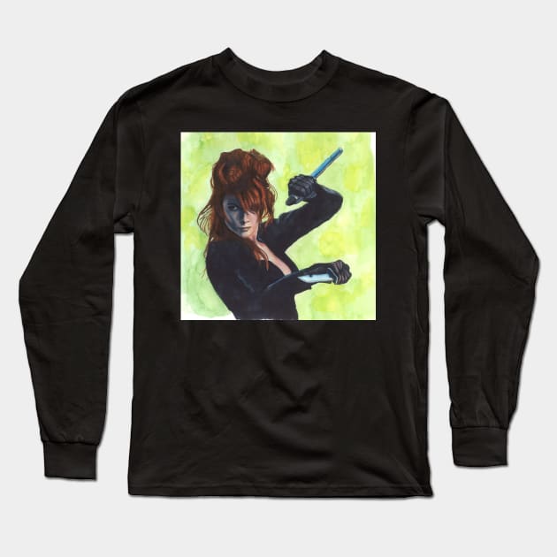 The Widow Long Sleeve T-Shirt by Riffic Studios